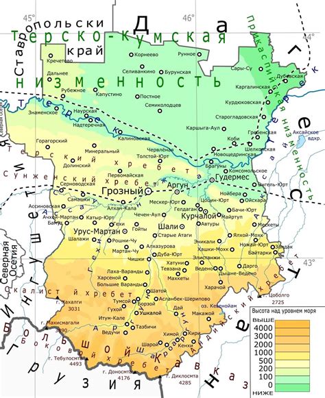 Карта чеченской республики с районами и селами