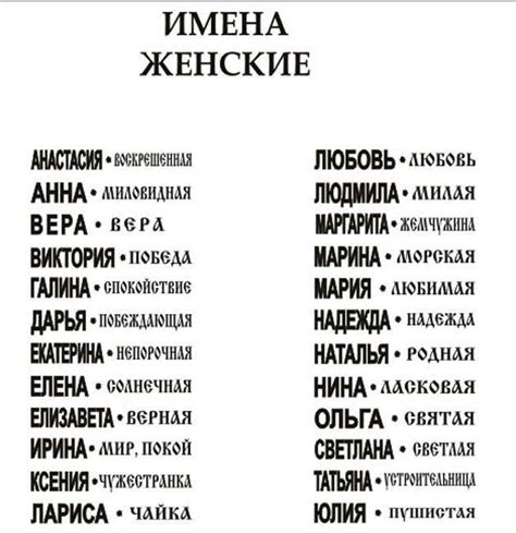 Женские имена не русские