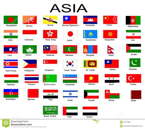 Флаги азиатских стран
